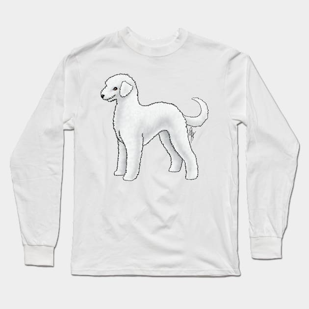 Dog - Bedlington Terrier - Unclipped White Long Sleeve T-Shirt by Jen's Dogs Custom Gifts and Designs